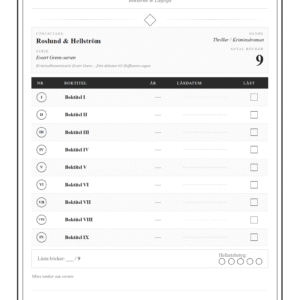 Roslund och Hellströms Böcker Ordning – Serielogg Checklista (PDF)