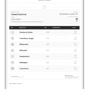 Samuel Karlssons Böcker Ordning – Serielogg Checklista (PDF)