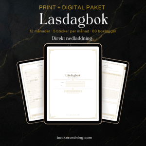 Lasdagbok PDF med print och digital version - boklogg och lasjournal for bokalskare